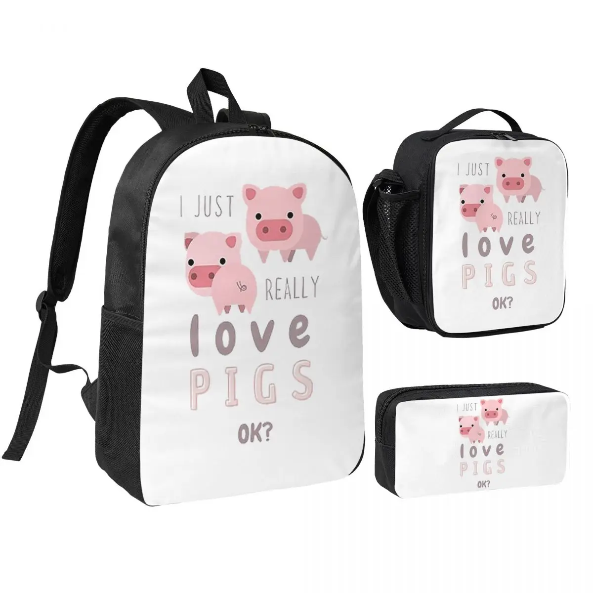 Funny Pigs For Pig Lovers Backpack Student BookBag School Bag Shoulder Bags 3ps Insulated Lunch Bag Pencil Case
Funny Pigs For Pig Lovers Backpack Student BookBag School Bag Shoulder Bags 3ps Insulated Lunch Bag Pencil Case