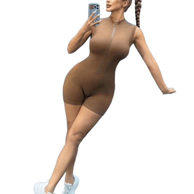 Summer Seamless Zipper Sport Jumpsuit Woman Stand Collar Sleeveless Shorts Jumpsuits Women Solid Gym Fitness Yoga Clothes
Summer Seamless Zipper Sport Jumpsuit Woman Stand Collar Sleeveless Shorts Jumpsuits Women Solid Gym Fitness Yoga Clothes