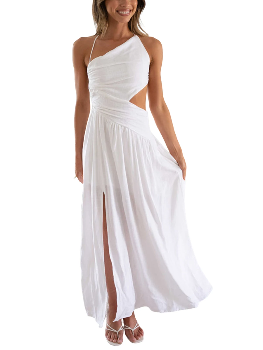 Women Summer Midi Dress Solid Color/Floral Print Spaghetti Strap Cross Tie-Up Backless Sleeveless Dress Fashion Slit Party Dress
Women Summer Midi Dress Solid Color/Floral Print Spaghetti Strap Cross Tie-Up Backless Sleeveless Dress Fashion Slit Party Dress
