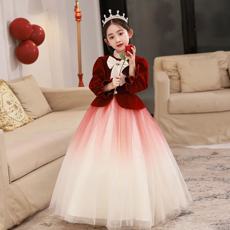 Girls dress velvet wine red floor-length long-sleeved princess dress Christmas New Year gift
Girls dress velvet wine red floor-length long-sleeved princess dress Christmas New Year gift