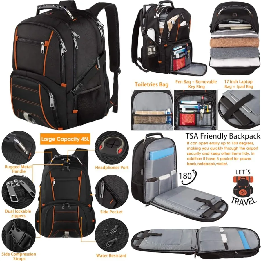 Extra Large Backpack, TSA Friendly Travel Laptop Computer Backpack for Men Women, RFID Water Resistant Big Business Backbag Fit
Extra Large Backpack, TSA Friendly Travel Laptop Computer Backpack for Men Women, RFID Water Resistant Big Business Backbag Fit