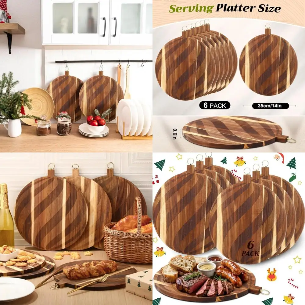 Bulk Set of 6 Acacia Wood Christmas Round Cutting Boards, 14 Inch Charcuterie Cheese Serving Platters with Engraved Swirl Stripe
Bulk Set of 6 Acacia Wood Christmas Round Cutting Boards, 14 Inch Charcuterie Cheese Serving Platters with Engraved Swirl Stripe