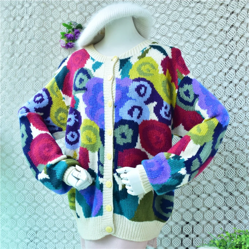 100% Wool Women Vintage Soft Floral Crochet Colorful Loose Cardigans Sweater Jacket Coat Fall Winter Clothing Warm Pull Tops
100% Wool Women Vintage Soft Floral Crochet Colorful Loose Cardigans Sweater Jacket Coat Fall Winter Clothing Warm Pull Tops