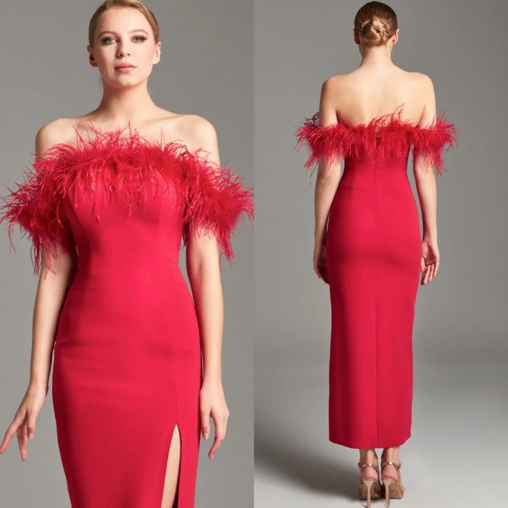 Customized Luxury Red Jersey Evening Dress Exquisite Off the Shoulder Celebrity Gowns High Quality Special Occasion Gowns
Customized Luxury Red Jersey Evening Dress Exquisite Off the Shoulder Celebrity Gowns High Quality Special Occasion Gowns