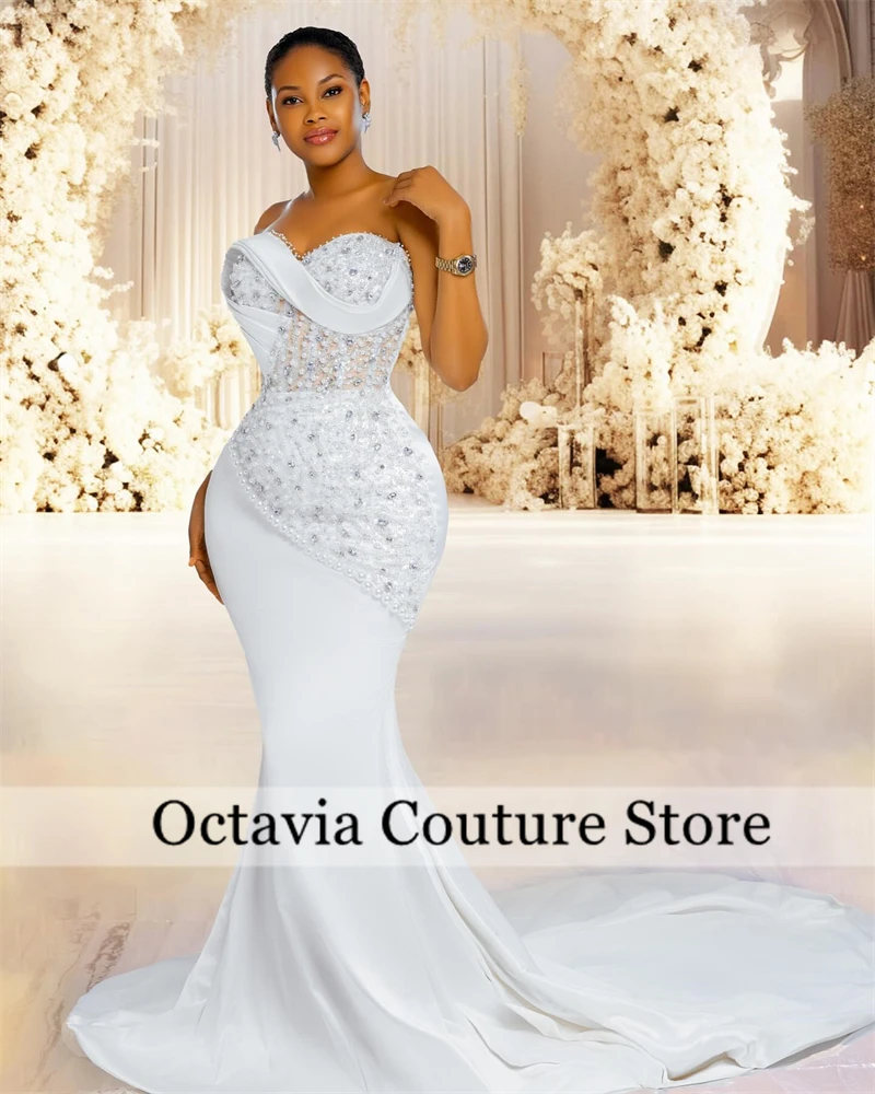 Elegant White Sweetheart Wedding Dresses For Bride Bead Crystal Formal Dress Mermaid Lace Special Occasion Gown Customized
Elegant White Sweetheart Wedding Dresses For Bride Bead Crystal Formal Dress Mermaid Lace Special Occasion Gown Customized