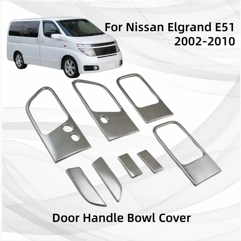 ABS plastic For Nissan Elgrand E51 2002-2010 Chrome plated Door Handle Bowl Covers Trim Car Modification Accessories
ABS plastic For Nissan Elgrand E51 2002-2010 Chrome plated Door Handle Bowl Covers Trim Car Modification Accessories