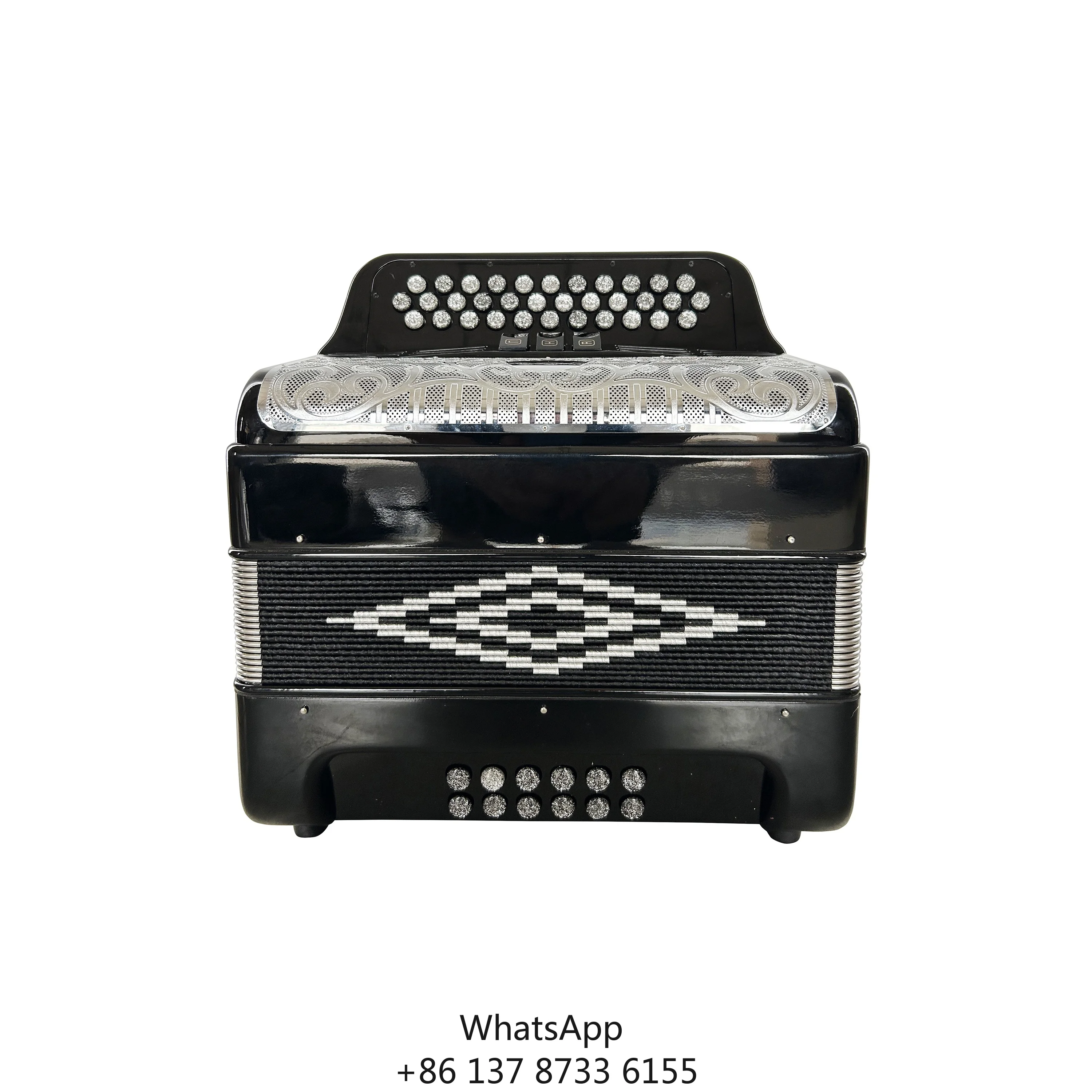 Professional 34-Button 12-Bass 3-Registers Diatonic Accordion Bright Black Wood Body With Silver Grill Buttons Acordeon
Professional 34-Button 12-Bass 3-Registers Diatonic Accordion Bright Black Wood Body With Silver Grill Buttons Acordeon