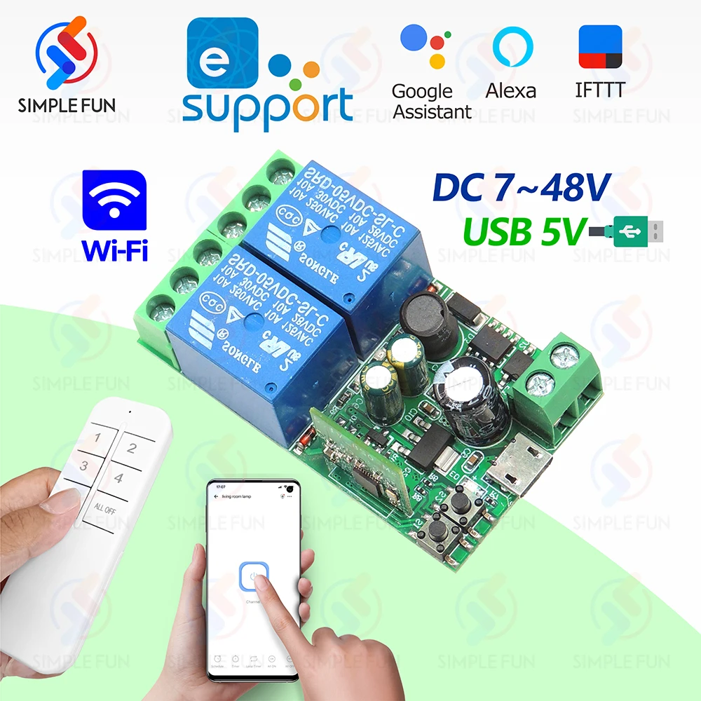 WiFi Smart Switch eWelink,USB 5V DC 12V 24V 48V 2CH Relay,Alexa Google Home Voice Control,Timer Module,DIY Switch Modification
WiFi Smart Switch eWelink,USB 5V DC 12V 24V 48V 2CH Relay,Alexa Google Home Voice Control,Timer Module,DIY Switch Modification