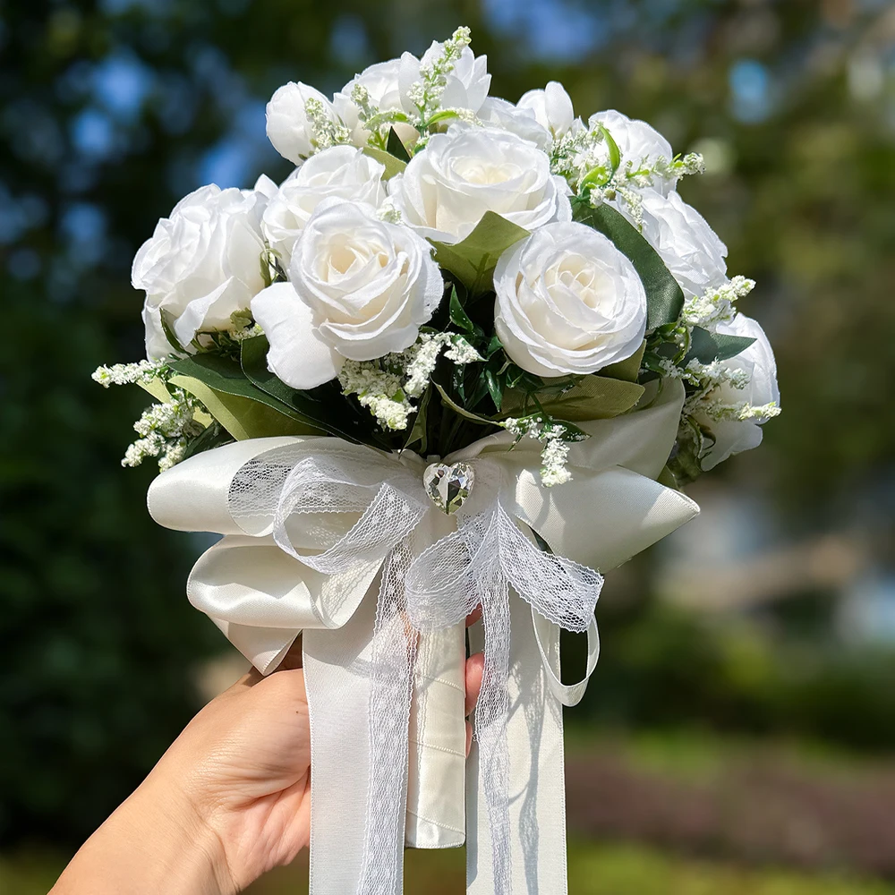 Love Rhinestone Bouquets for Bride 10 Inch Wedding Flower Bouquet Lace Bow Silk Rose Flower Shooting Props Graduation Ball Gifts
Love Rhinestone Bouquets for Bride 10 Inch Wedding Flower Bouquet Lace Bow Silk Rose Flower Shooting Props Graduation Ball Gifts