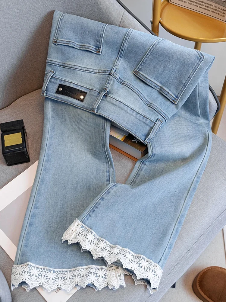 High Waist Bell Bottom Jeans Women's Lace Splicing Slimming Spring New Style Casual Long Pants Zipper Fly Casual Bell Pants
High Waist Bell Bottom Jeans Women's Lace Splicing Slimming Spring New Style Casual Long Pants Zipper Fly Casual Bell Pants