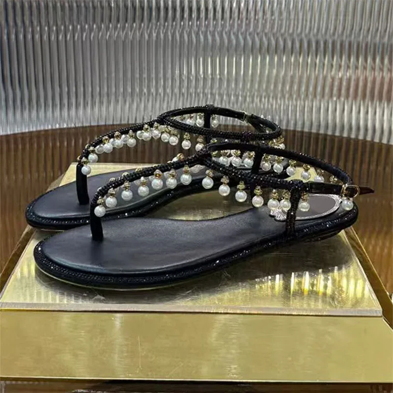 New Flat Sandals Woman Flip Flops Rhinestone Pearl String Beads Party Shoes Women Summer Sandals Women Sandalias Mujer
New Flat Sandals Woman Flip Flops Rhinestone Pearl String Beads Party Shoes Women Summer Sandals Women Sandalias Mujer