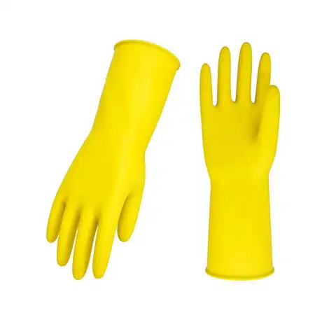 Industrial Kitchen Gloves - Puncture-Proof Natural Rubber Latex with Cotton Lining | Acid-Proof Dishwashing &Heavy Duty Cleaning