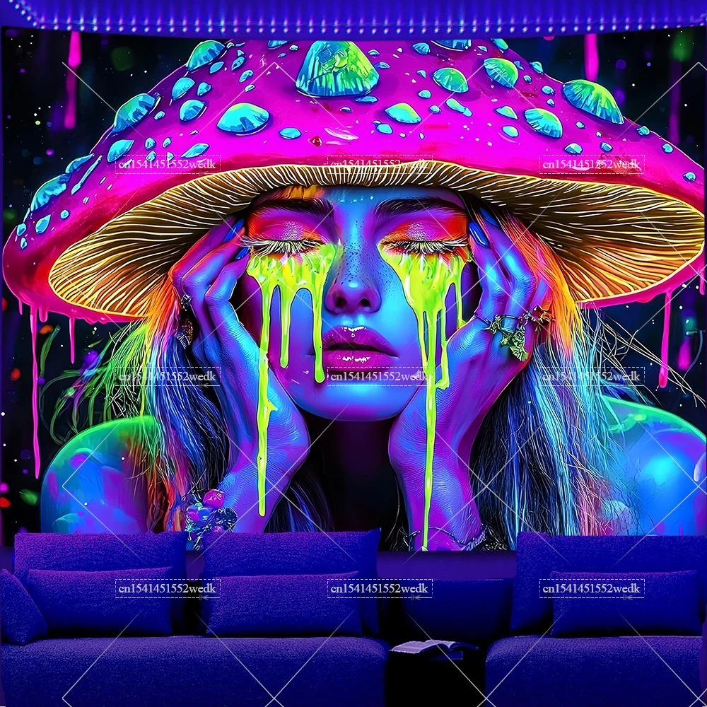 Mushroom Girl Blacklight Tapestry UV Reactive Butterfly Moon Galaxy Fluorescent Tapestrys Room Decor Aesthetic Neon Tapestries
Mushroom Girl Blacklight Tapestry UV Reactive Butterfly Moon Galaxy Fluorescent Tapestrys Room Decor Aesthetic Neon Tapestries