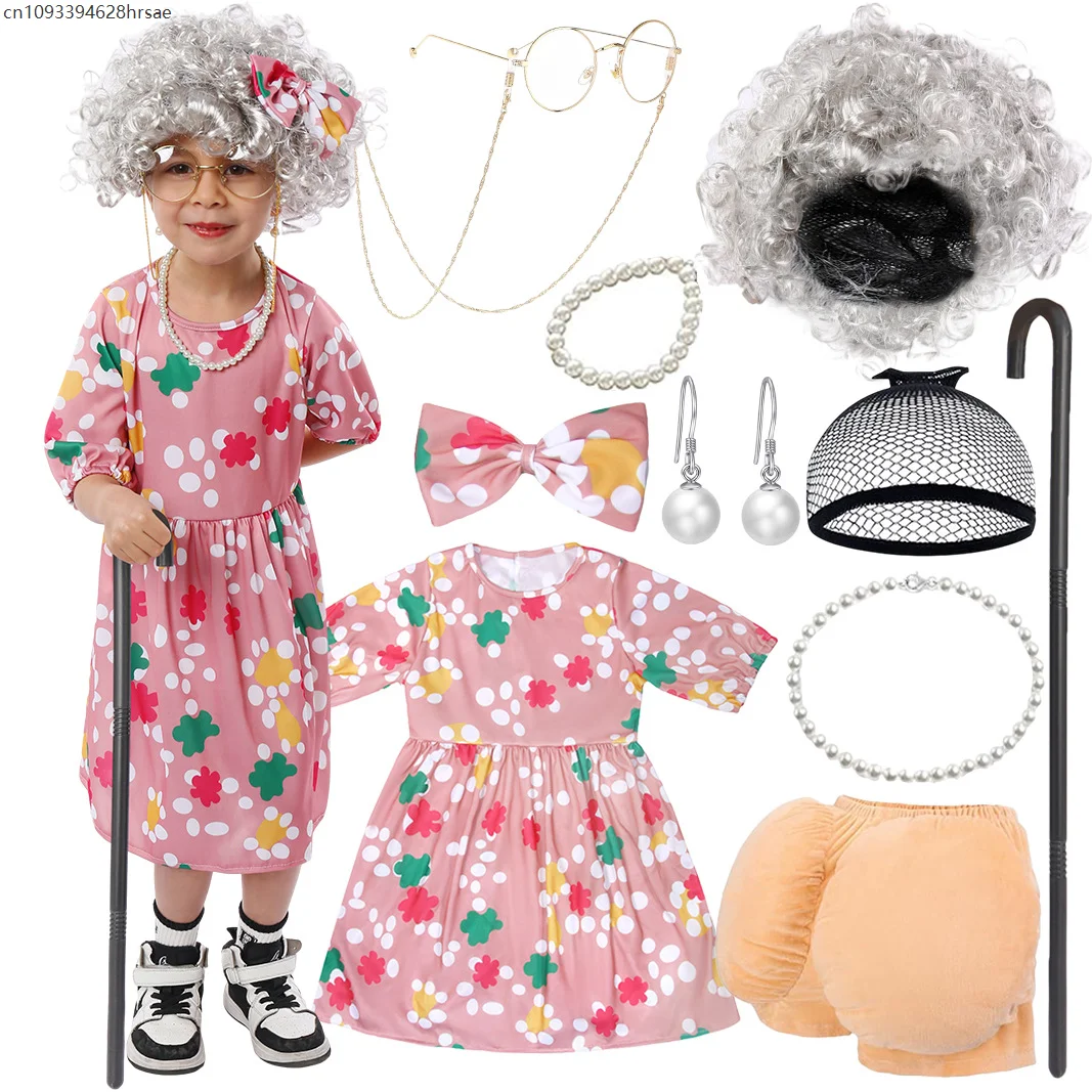 Old Lady Grandma Cosplay Children Costume Wig Cane Outfits Carnival Party Stage Performance Dress Up With Accessories
Old Lady Grandma Cosplay Children Costume Wig Cane Outfits Carnival Party Stage Performance Dress Up With Accessories