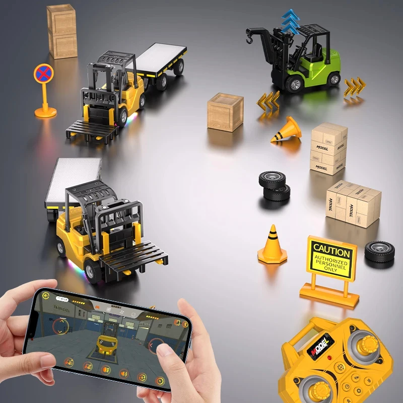 Can connect to mobile app to control 1:64 mini remote forklift, alloy variable speed with lighting and sound effects, boy gift
Can connect to mobile app to control 1:64 mini remote forklift, alloy variable speed with lighting and sound effects, boy gift