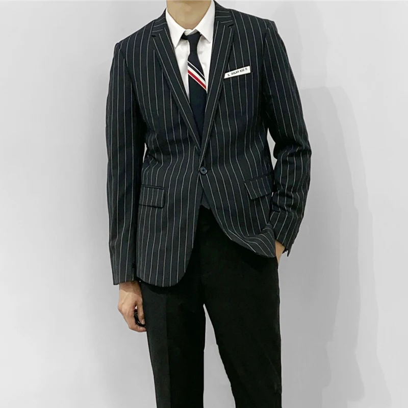 Spring Faion Slim Fit Men's Woolen Single Button Single Row Striped Jaet DOLCA HOMME Brand Casual Suiting Outerwear
Spring Faion Slim Fit Men's Woolen Single Button Single Row Striped Jaet DOLCA HOMME Brand Casual Suiting Outerwear