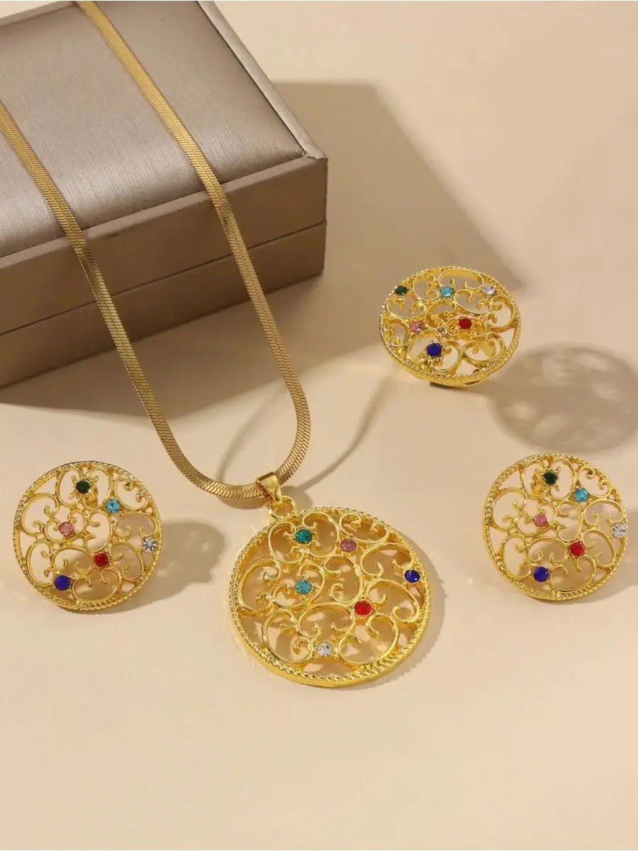 New Dubai Europe 24K Gold Plated Necklace, Earrings, Rings, Wedding Party Gift Jewelry Set for Lovers YY10593
New Dubai Europe 24K Gold Plated Necklace, Earrings, Rings, Wedding Party Gift Jewelry Set for Lovers YY10593
