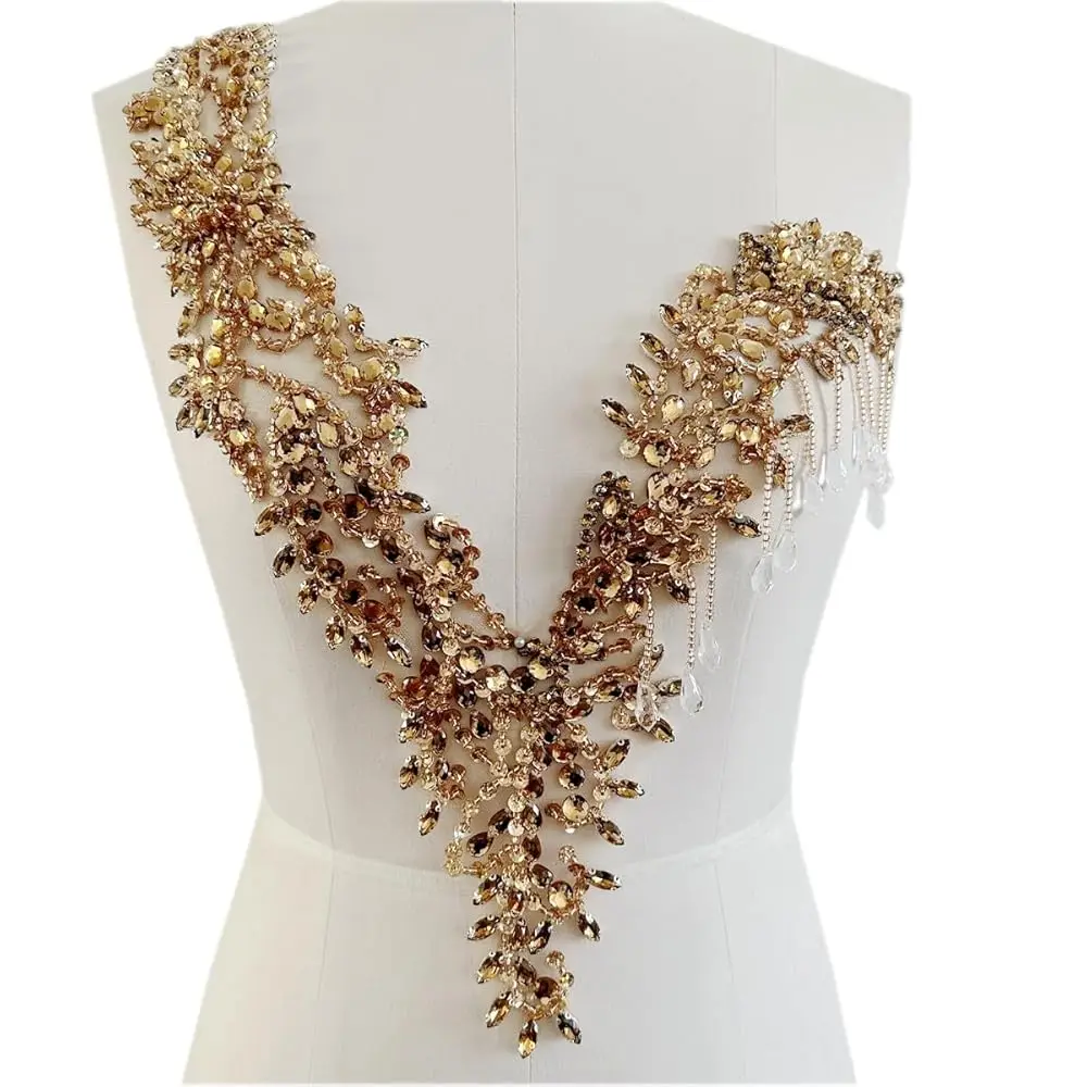 Unique Design handsewing Beads Applique sew on Rhinestones Crystal Sequins Tassel Patches Trimming for One-Shoulder Dress Shi
Unique Design handsewing Beads Applique sew on Rhinestones Crystal Sequins Tassel Patches Trimming for One-Shoulder Dress Shi