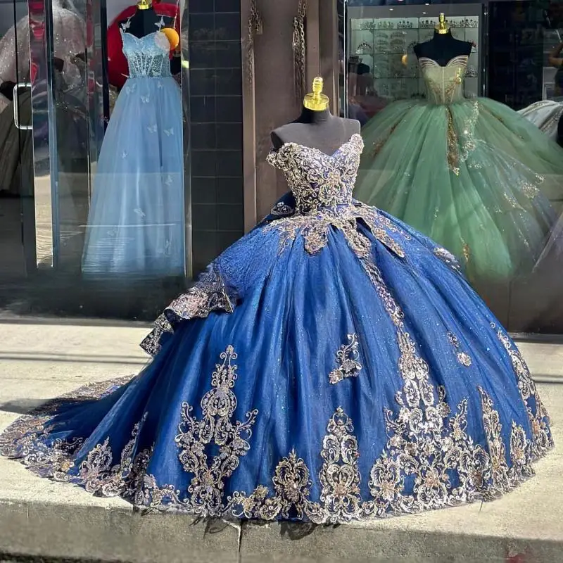 Customized Luxury Shiny Blue Quinceanera Dress Appliques Formal Princess Ball Gown Birhtday Prom Gown Vestido De 15 Quinceañeras
Customized Luxury Shiny Blue Quinceanera Dress Appliques Formal Princess Ball Gown Birhtday Prom Gown Vestido De 15 Quinceañeras