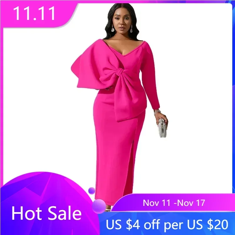 Long Sleeve Big Bow Maxi Dress African Dresses for Women Plus Size Dashiki V-neck Robe Femme Hiver 2024 Winter Africa Clothing
Long Sleeve Big Bow Maxi Dress African Dresses for Women Plus Size Dashiki V-neck Robe Femme Hiver 2024 Winter Africa Clothing