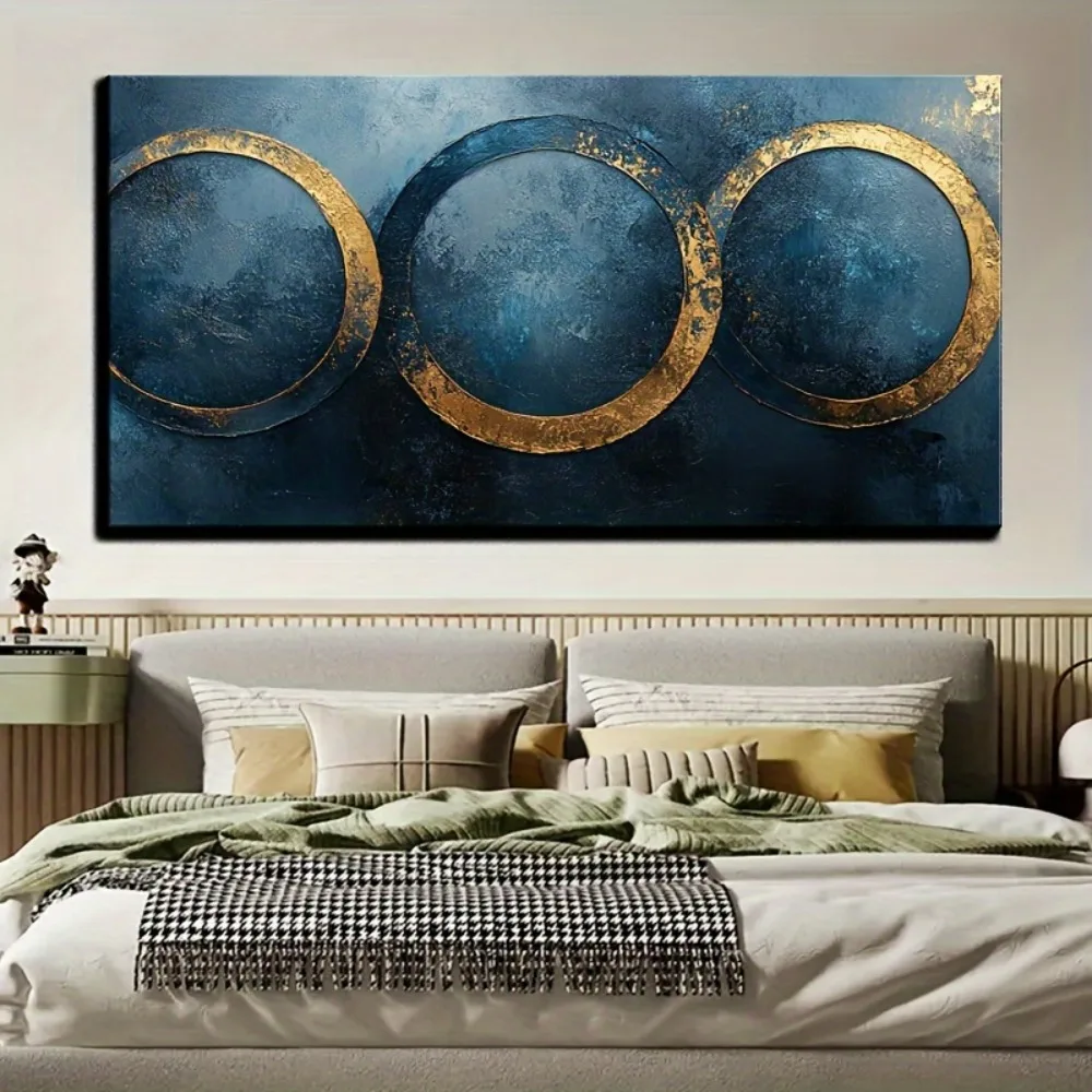 Blue gray ring print, modern art oil painting, interior decoration, 1.5 inch thick pine solid wood frame
Blue gray ring print, modern art oil painting, interior decoration, 1.5 inch thick pine solid wood frame