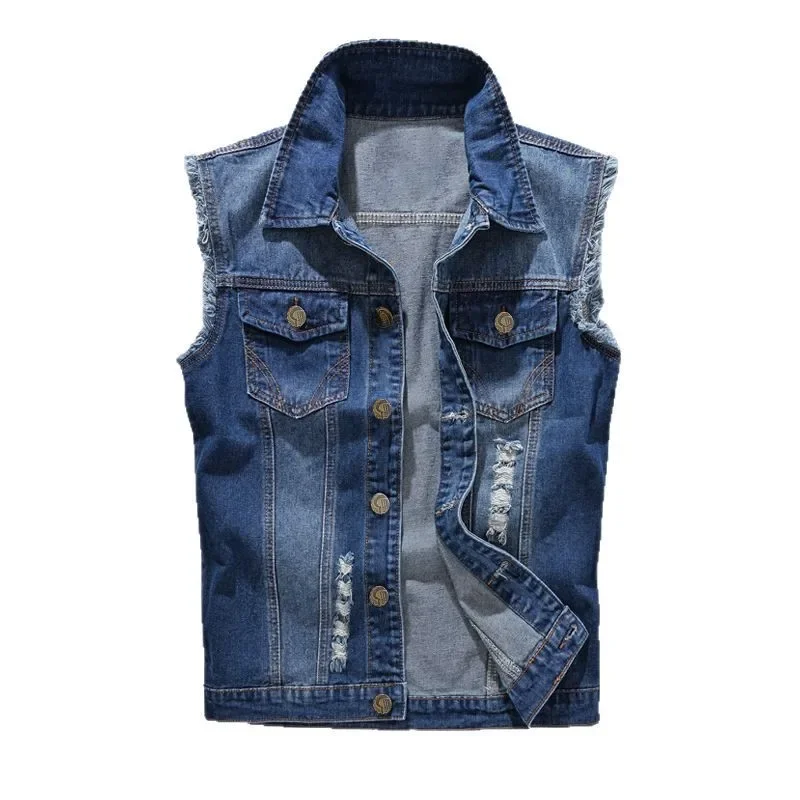 New Fashion Men Ripped Denim Vests Sleeveless Jackets Light Blue Holes Denim Vests Waistcoats Male Cotton Slim Jeans Vests 6XL
New Fashion Men Ripped Denim Vests Sleeveless Jackets Light Blue Holes Denim Vests Waistcoats Male Cotton Slim Jeans Vests 6XL