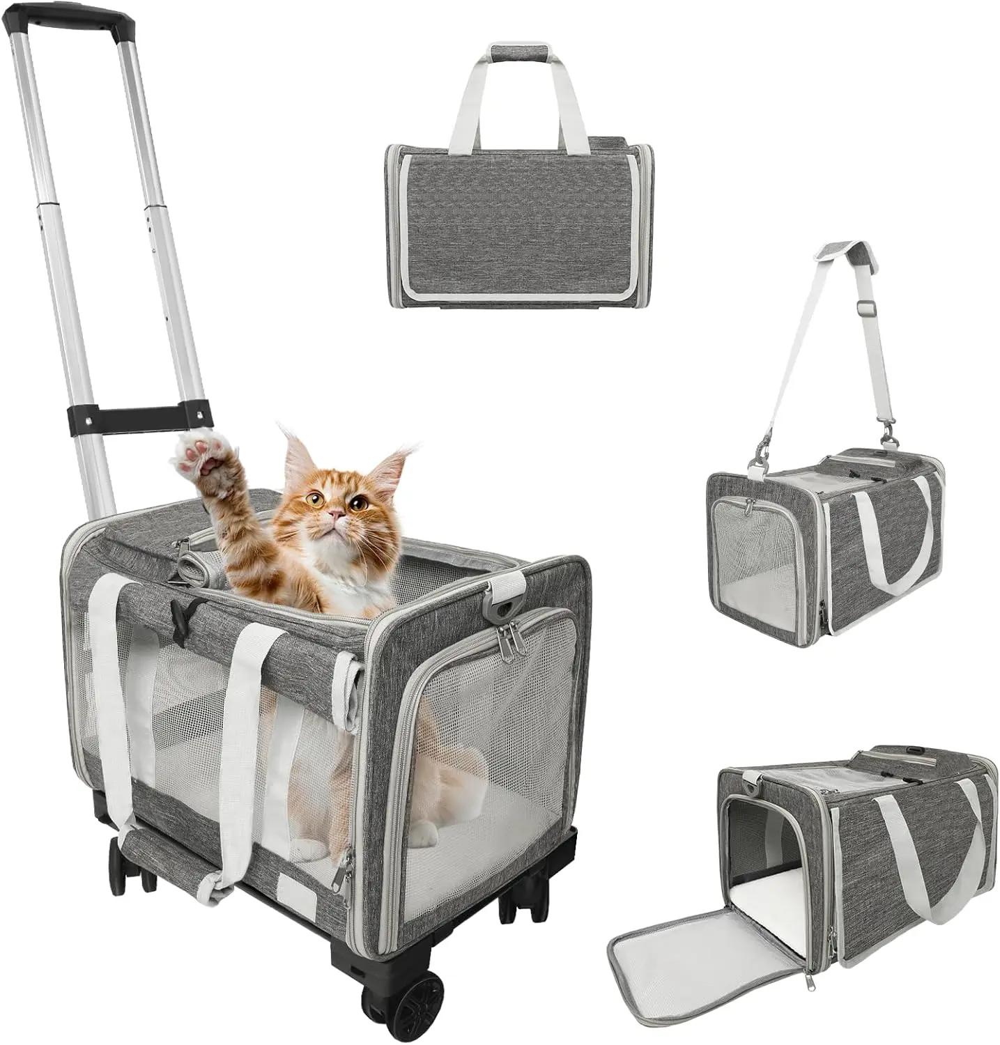 Airline Approved Pet Carrier with Wheels for Dogs Up to 25 lbs, Removable Wheels & Washable Mat
Airline Approved Pet Carrier with Wheels for Dogs Up to 25 lbs, Removable Wheels & Washable Mat