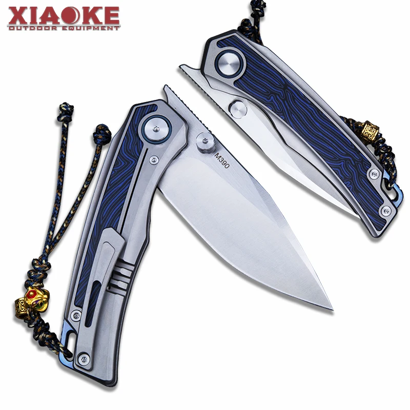 M390 TC4 Titanium Folding Knife, Blue Wave Handle, Outdoor Camping Fishing Survival EDC Tool, Perfect Gift for Men.
M390 TC4 Titanium Folding Knife, Blue Wave Handle, Outdoor Camping Fishing Survival EDC Tool, Perfect Gift for Men.