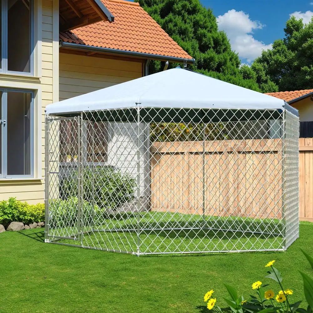 Secure Outdoor Dog Kennel with Roof - Large Steel Cage for Garden/Yard (13.3x13.3x8.8 ft)
Secure Outdoor Dog Kennel with Roof - Large Steel Cage for Garden/Yard (13.3x13.3x8.8 ft)