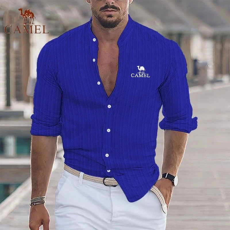 New Embroidered CAMEL Cotton Linen Stripe Casual Short Sleeved Shirt for Men's Summer Fashion Cool and Breathable Polo Shirt Top
New Embroidered CAMEL Cotton Linen Stripe Casual Short Sleeved Shirt for Men's Summer Fashion Cool and Breathable Polo Shirt Top