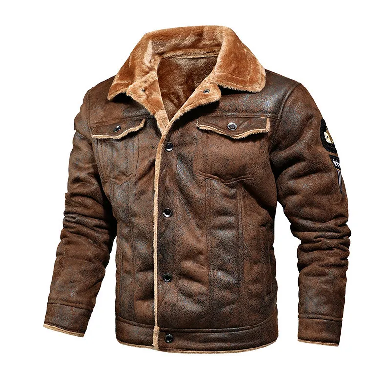 Men Autumn Winter Leather Bomber Jacket Zipper Motorcycle Faux Fur Coat Male Thicken Fleece Pilot Black Brown Pu Leather Coats
Men Autumn Winter Leather Bomber Jacket Zipper Motorcycle Faux Fur Coat Male Thicken Fleece Pilot Black Brown Pu Leather Coats
