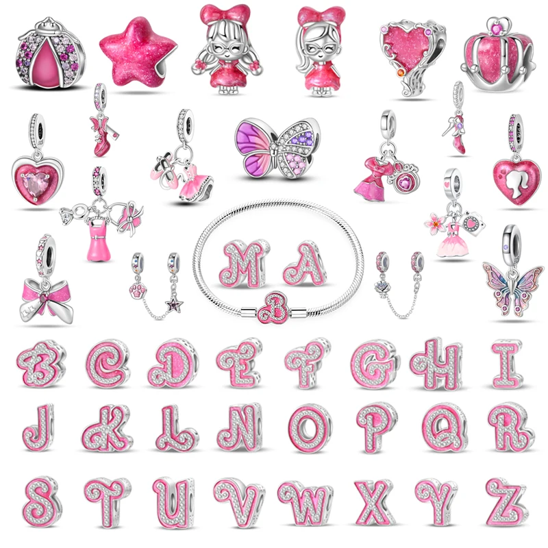 Charm Original 925 Sterling Silver Pink Dress Princess Butterfly 26 Letter Beads Original Bracelet Luxury Pendant DIY Jewelry
Charm Original 925 Sterling Silver Pink Dress Princess Butterfly 26 Letter Beads Original Bracelet Luxury Pendant DIY Jewelry