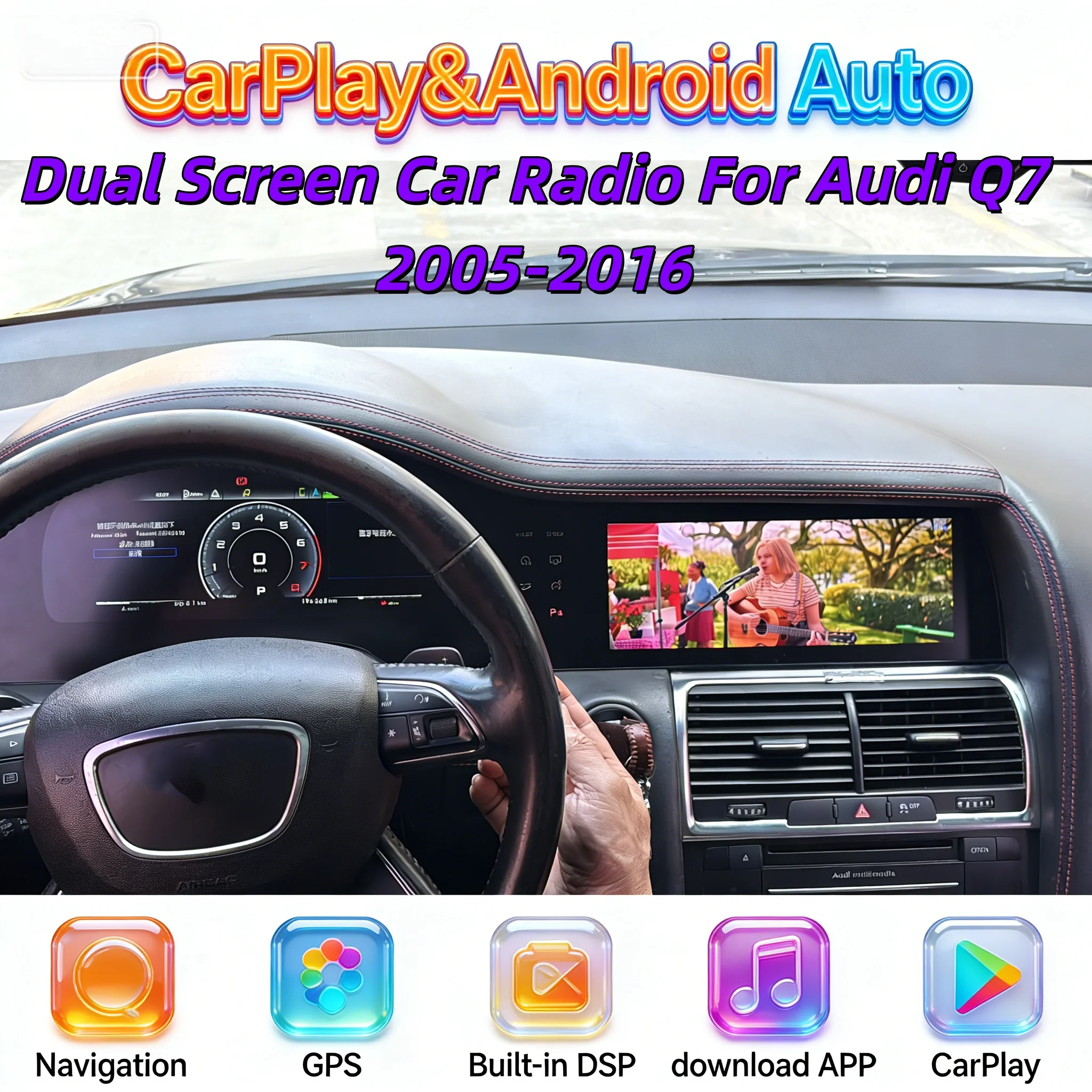 Dashboard Digital Cluster Virtual Cockpit Dual Screen For Audi Q7 4L 2005-2015 Android Wireless Carplay Autoradio stereo GPS
Dashboard Digital Cluster Virtual Cockpit Dual Screen For Audi Q7 4L 2005-2015 Android Wireless Carplay Autoradio stereo GPS