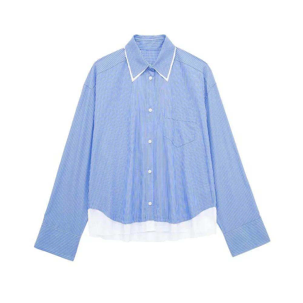 2024ZAR * Spring/Summer New Women's Fashion Contrast Striped Poplin Shirt Single breasted Casual Style Short Top
2024ZAR * Spring/Summer New Women's Fashion Contrast Striped Poplin Shirt Single breasted Casual Style Short Top