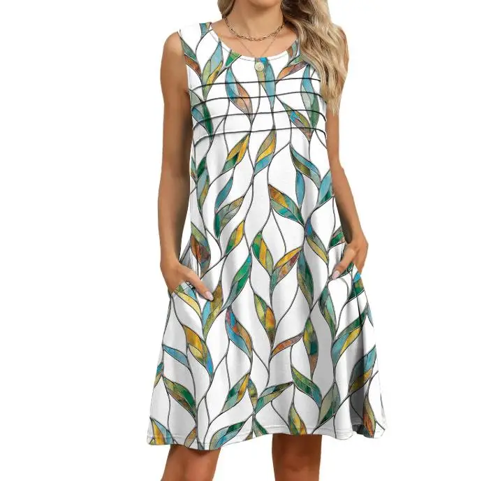 Summer Dresses 2025 New Printed Tank Top Loose Pocket Dress for Women Casual Tropical Print O-Neck Sleeveless Loose Mini Dress
Summer Dresses 2025 New Printed Tank Top Loose Pocket Dress for Women Casual Tropical Print O-Neck Sleeveless Loose Mini Dress