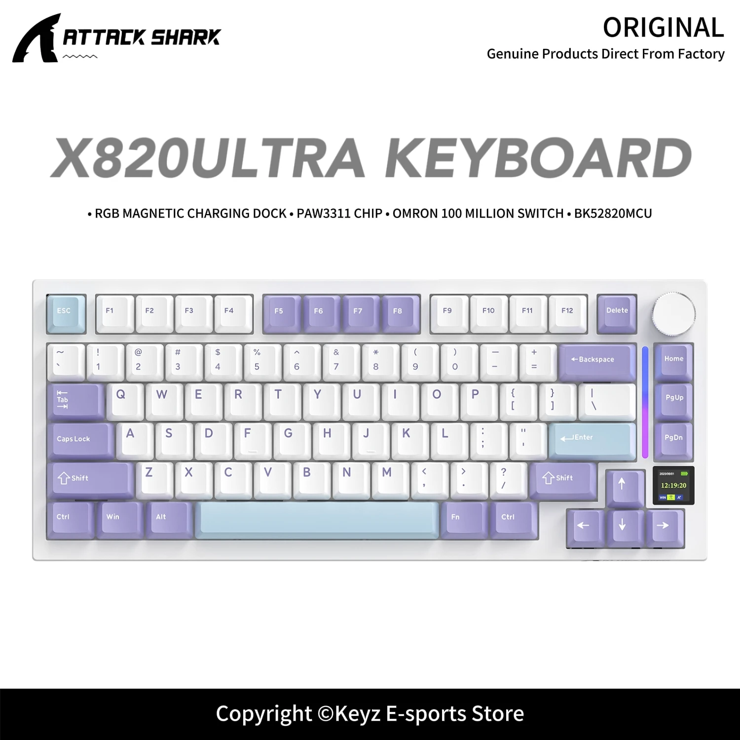 ATTACK SHARK X820 ULTRA Wireless Mechanical Keyboard Smart Color Screen CNC Metal Knob Full Key Hot Swappable 4000mAh Battery
ATTACK SHARK X820 ULTRA Wireless Mechanical Keyboard Smart Color Screen CNC Metal Knob Full Key Hot Swappable 4000mAh Battery