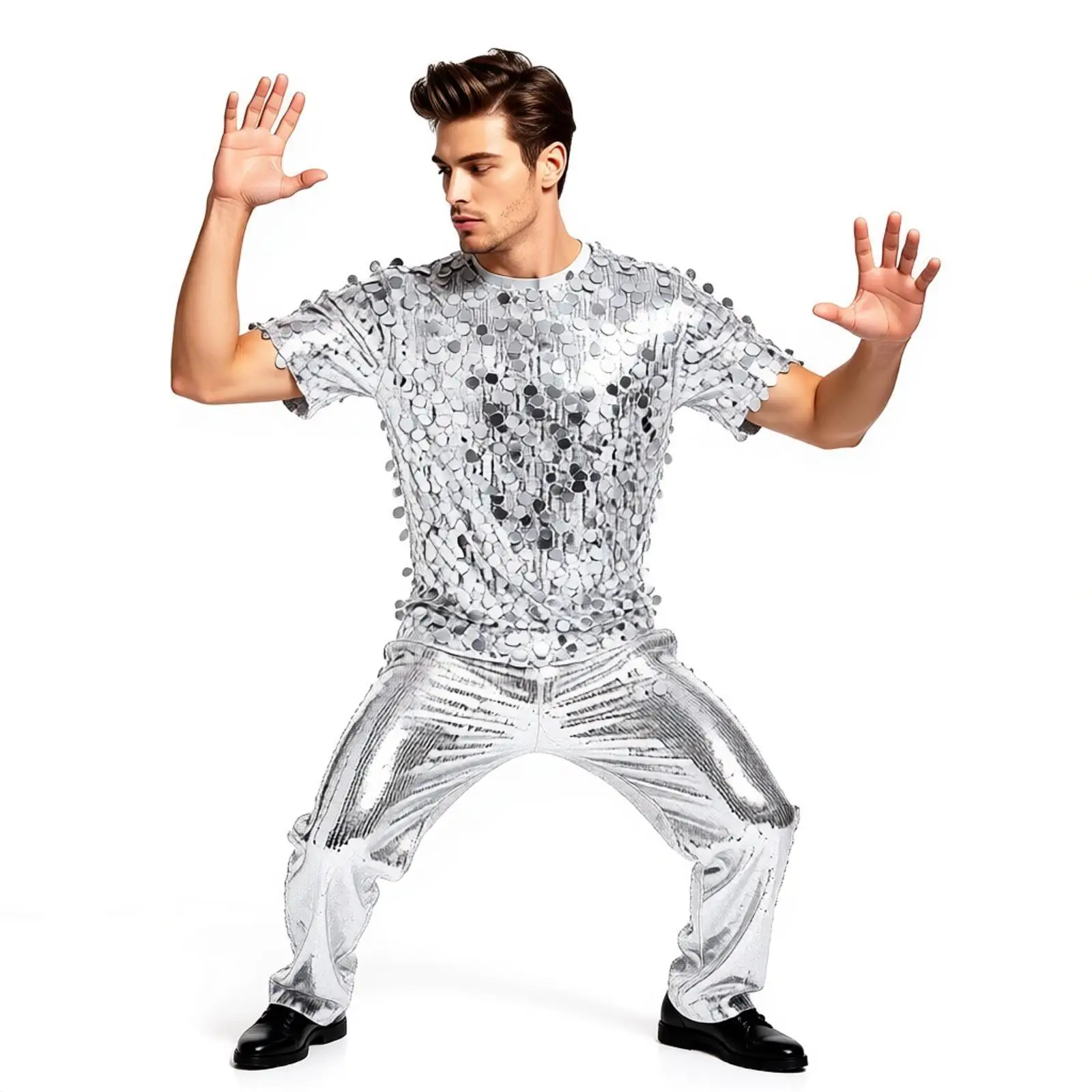 Men Women Hip Hop Dance Top Shiny Sequins T-Shirt Tank Modern Jazz Disco Dance Singer Concert Stage Performance Jazz Costume
Men Women Hip Hop Dance Top Shiny Sequins T-Shirt Tank Modern Jazz Disco Dance Singer Concert Stage Performance Jazz Costume