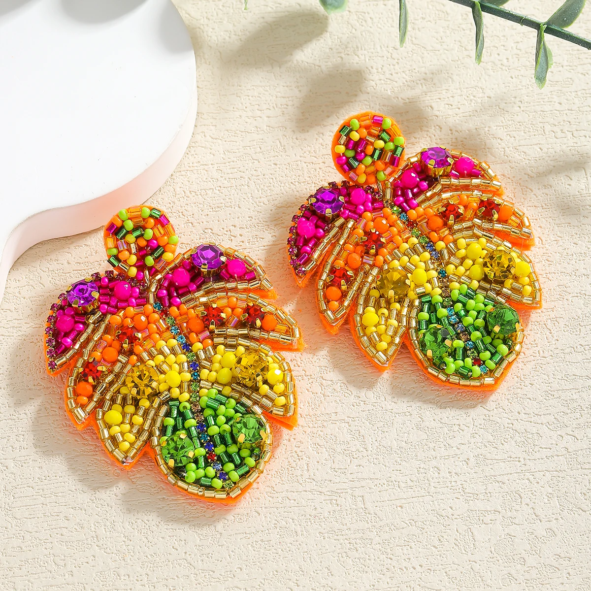 Bohemia Handmade Beaded Leaf Dangle Earrings For Women Colorful Rice Beads Large Beach Creative Jewelry Summer Vacation Wearing
Bohemia Handmade Beaded Leaf Dangle Earrings For Women Colorful Rice Beads Large Beach Creative Jewelry Summer Vacation Wearing