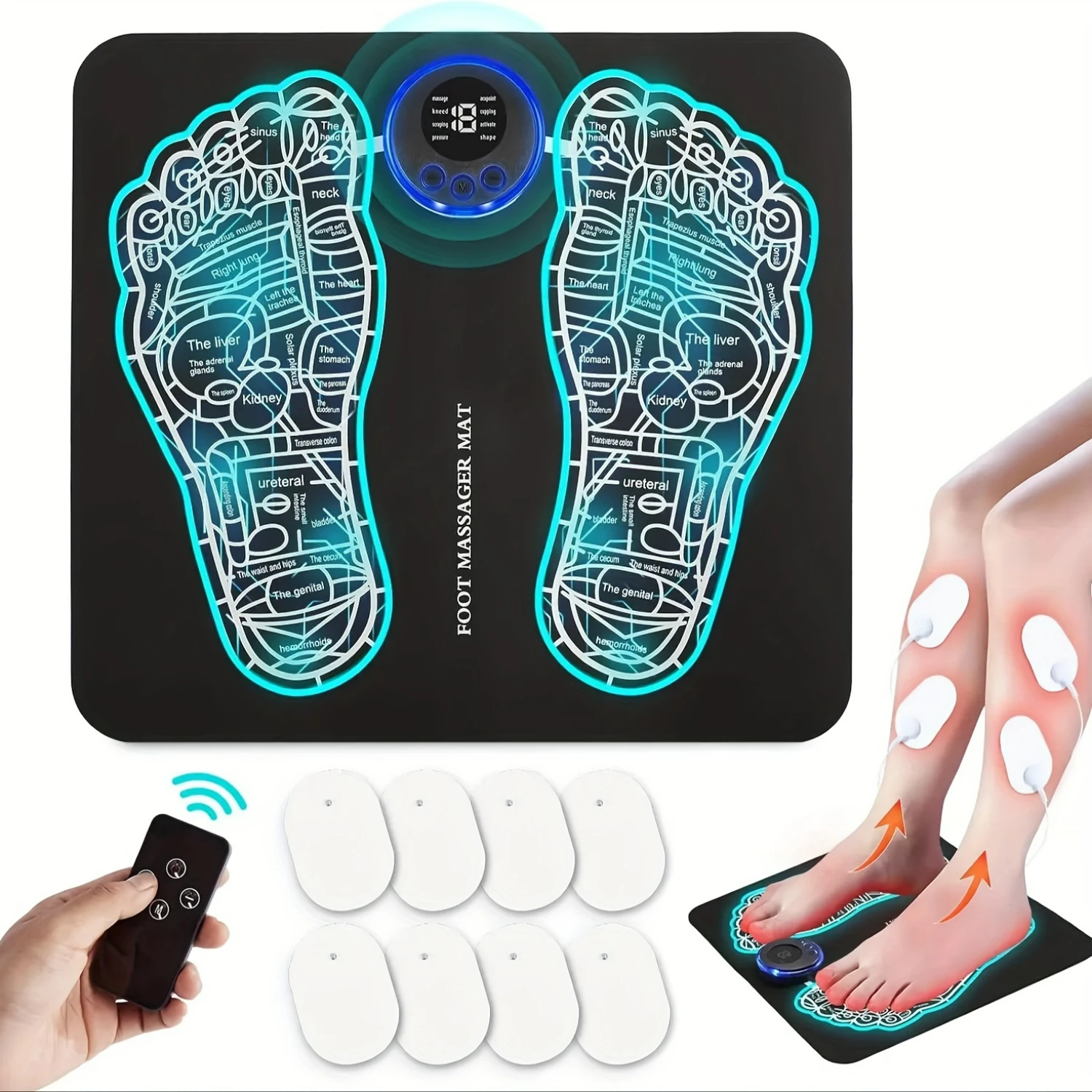 Ultimate Remote Controlled EMS Foot Massage Mat Featuring 8 Body Pads for the Ultimate Leg and Foot Relaxation Experience at Hom
Ultimate Remote Controlled EMS Foot Massage Mat Featuring 8 Body Pads for the Ultimate Leg and Foot Relaxation Experience at Hom