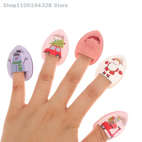 [MP]10PCS Mini Christmas Series Finger Sponge Puff Air Cushion Powder Face Foundation Concealer BB Cream Cosmetics Applicator