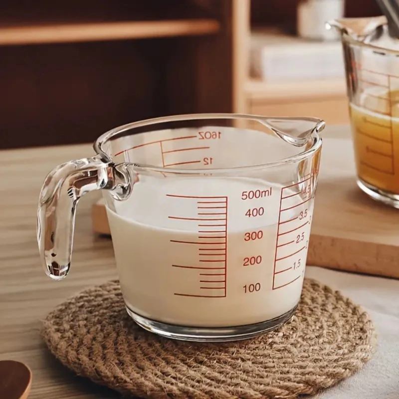 500ml Borosilicate Glass Measuring Cup with Spout & Easy-Pour Handle, Heat & Microwave Safe, Clear Measurement Marks for Baking,
500ml Borosilicate Glass Measuring Cup with Spout & Easy-Pour Handle, Heat & Microwave Safe, Clear Measurement Marks for Baking,