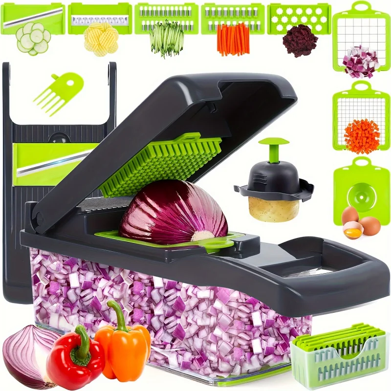 10-in-1 Pro Multifunctional Vegetable Chopper and Slicer, Adjustable Dicing Machine with Container, Grey
10-in-1 Pro Multifunctional Vegetable Chopper and Slicer, Adjustable Dicing Machine with Container, Grey
