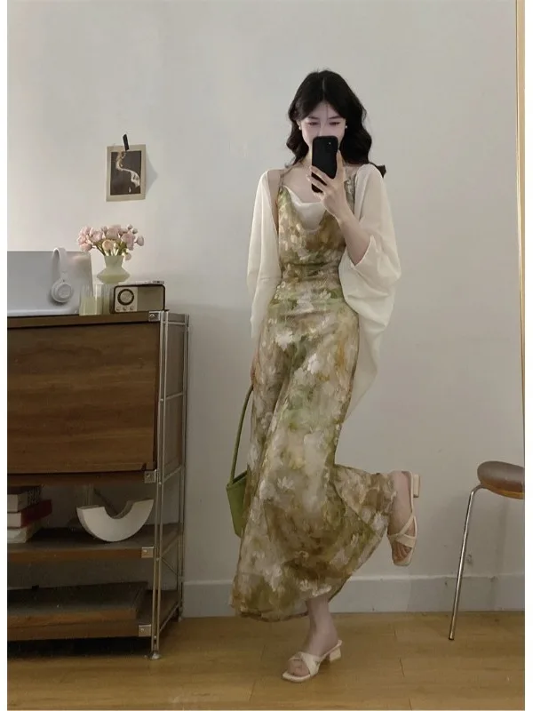 plus Size Women's Summer Color Block Slimming V-Neck Dress Set with Strap Long A-Line Skirt Korean Style Commute Fashion
plus Size Women's Summer Color Block Slimming V-Neck Dress Set with Strap Long A-Line Skirt Korean Style Commute Fashion