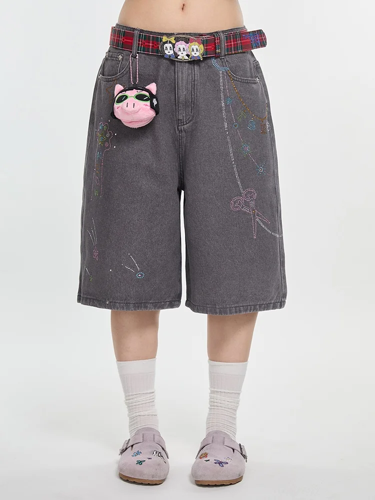 TIPSEVEN Original Creative Rhinestone Denim Shorts Mid-Length Comfortable Summer Versatile Casual Straight Leg Jeans
TIPSEVEN Original Creative Rhinestone Denim Shorts Mid-Length Comfortable Summer Versatile Casual Straight Leg Jeans