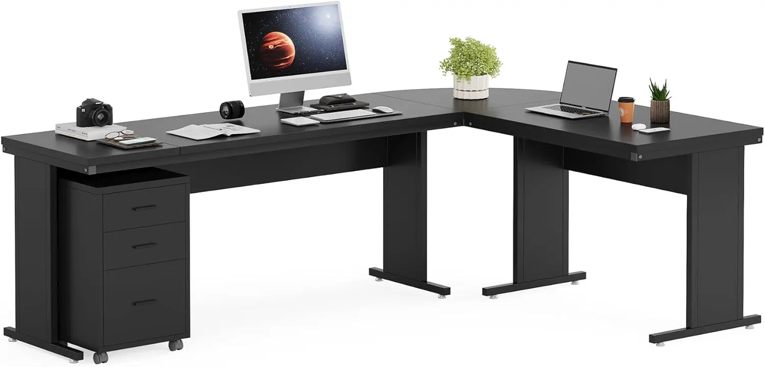 Tribesigns 83 Inch L-Shaped Office Desk, Large Executive Computer Desk with 3-Drawer File Cabinet, Industrial Corner Desk with S
Tribesigns 83 Inch L-Shaped Office Desk, Large Executive Computer Desk with 3-Drawer File Cabinet, Industrial Corner Desk with S