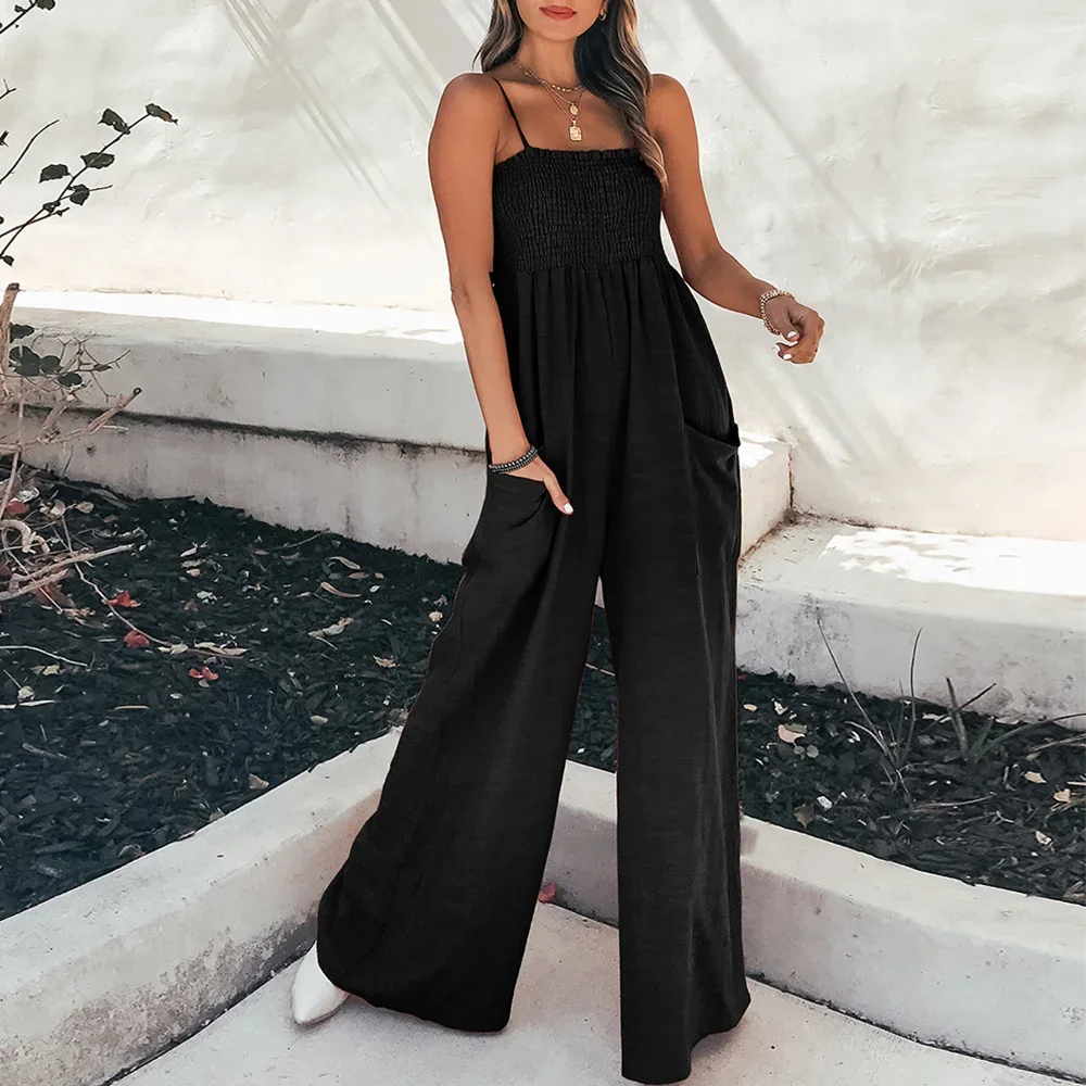 Summer Women Jumpsuits Wild Cool Decent Solid Color Sleeveless Square Neck Full Length Pant Streetwear Jumpsuits
Summer Women Jumpsuits Wild Cool Decent Solid Color Sleeveless Square Neck Full Length Pant Streetwear Jumpsuits