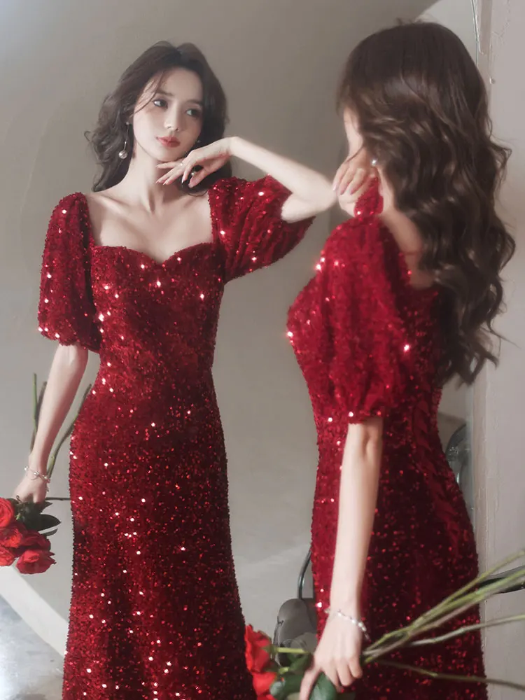 Ele Evening Gown Women's New 2023 Ball Host High Waist Long Dr Sparkling Sequins ort Sve U-Neline Velvet Fabric
Ele Evening Gown Women's New 2023 Ball Host High Waist Long Dr Sparkling Sequins ort Sve U-Neline Velvet Fabric
