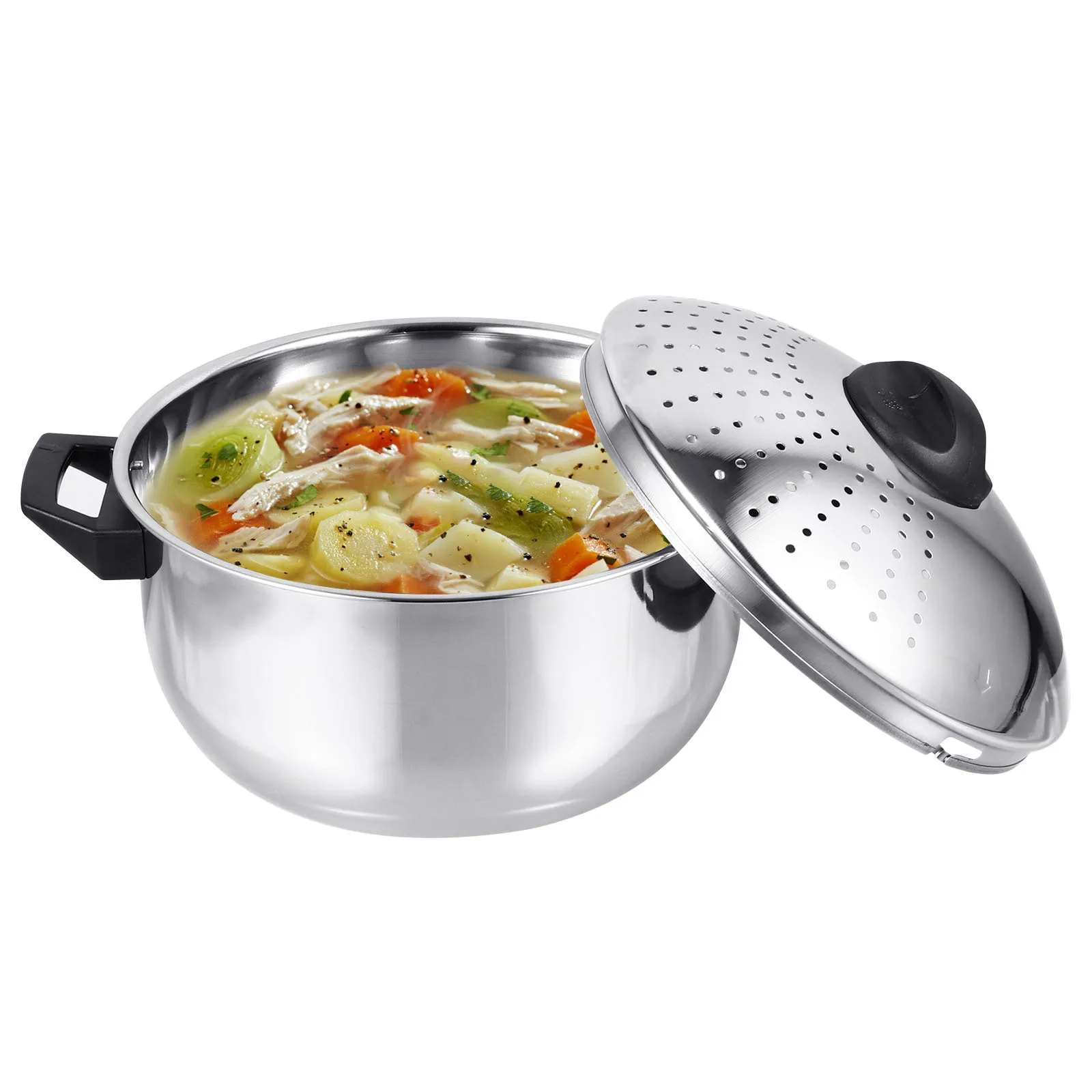 Stainless Steel Noodle Pot Lightweight Portable Cooking Boiler Non-Stick Soup Stockpot with Buckle Lid for Rapid Noodles Cooker
Stainless Steel Noodle Pot Lightweight Portable Cooking Boiler Non-Stick Soup Stockpot with Buckle Lid for Rapid Noodles Cooker