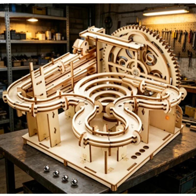 DIY Wooden Marble Run Mechanical Model Kit, 3D Assembly Puzzle Track Toy with 4 Balls for Kids Adults Gift
DIY Wooden Marble Run Mechanical Model Kit, 3D Assembly Puzzle Track Toy with 4 Balls for Kids Adults Gift