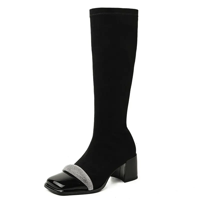 Women Patentwork Crystal Genuine Leather Knee High stretch Boots Square To Autumn Winter Shoes Woman High Heeled Long Boots
Women Patentwork Crystal Genuine Leather Knee High stretch Boots Square To Autumn Winter Shoes Woman High Heeled Long Boots